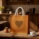 Good Vibes Only Heart Jute Tote Bag
